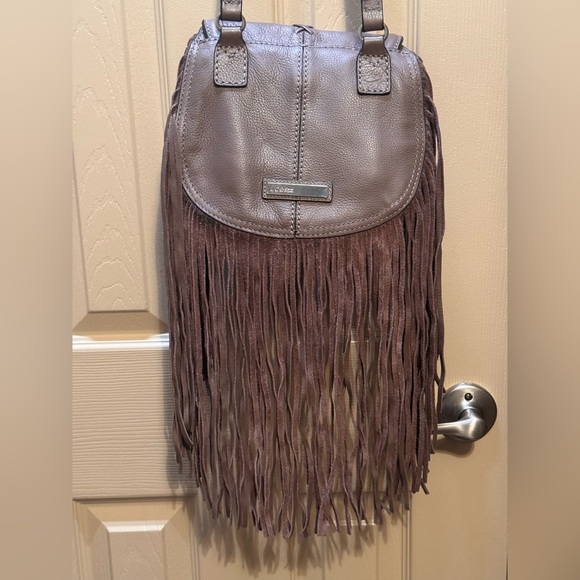 JOE'S Leather Haywood Purse Crossbody Fringe Small Handbag Western Brown Hobo - Picture 11 of 14